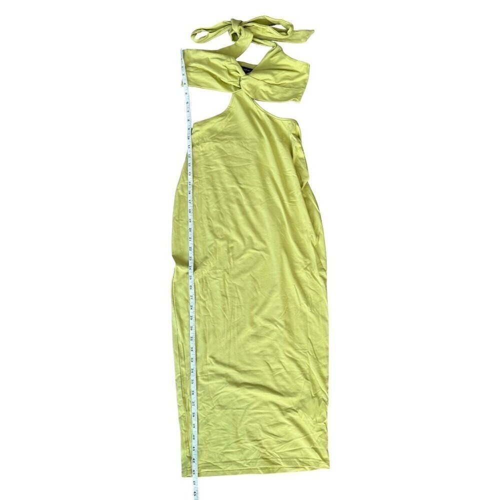 Bright Lime Green Halter Cut Out Maxi Dress Womens Medium - Picture 3 of 5